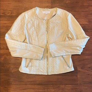 Cream Faux Leather Jacket